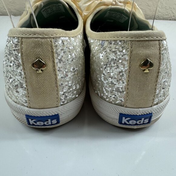 Keds X Kate Spade New York Champion Gold Glitter Sneakers US 10 Ribbon Lace Up - Picture 8 of 15